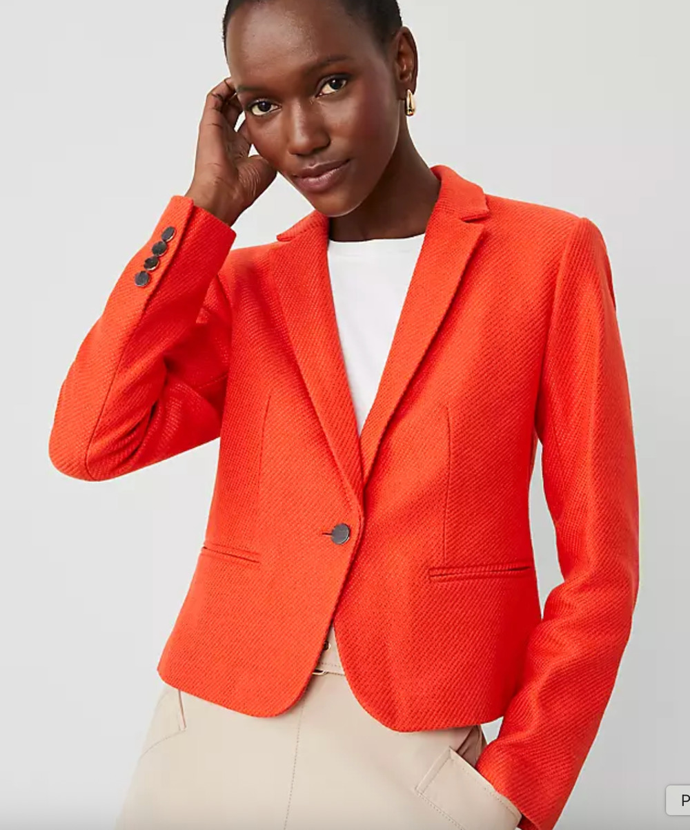 NEW ANN TAYLOR DEEP FLAME ORANGE TWEED NEWBURY BLAZER JACKET SZ 10